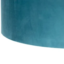 QAZQA Hängelampe mit Samtschirmen blau mit Gold 35 cm - Blitz II schwarz