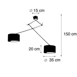 QAZQA Hängelampe mit Samtschirmen blau mit Gold 35 cm - Blitz II schwarz