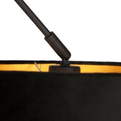 QAZQA Hängelampe mit Veloursschirm schwarz mit Gold 35 cm - Blitz I schwarz