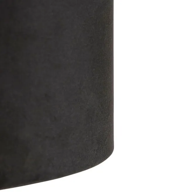 QAZQA Hängelampe mit Veloursschirm schwarz mit Gold 35 cm - Blitz I schwarz