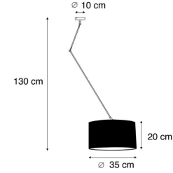 QAZQA Hängelampe mit Veloursschirm schwarz mit Gold 35 cm - Blitz I schwarz