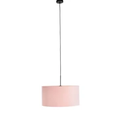QAZQA Hängelampe mit Veloursschirm rosa mit Gold 50 cm - Combi