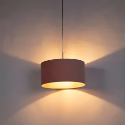 QAZQA Hängelampe mit Veloursschirm rosa mit Gold 50 cm - Combi