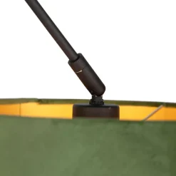QAZQA Hängelampe mit Veloursschirm grün mit Gold 35 cm - Blitz I schwarz