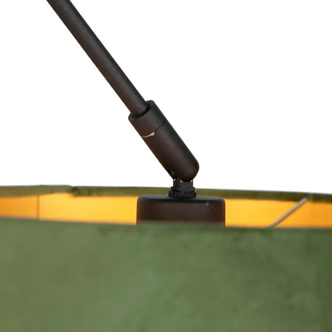 QAZQA Hängelampe mit Veloursschirm grün mit Gold 35 cm - Blitz I schwarz