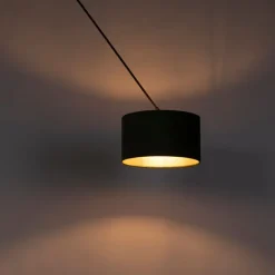 QAZQA Hängelampe mit Veloursschirm grün mit Gold 35 cm - Blitz I schwarz