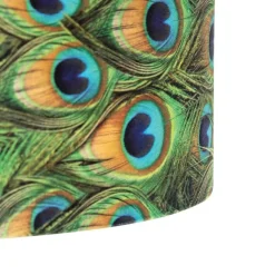 QAZQA Hängelampe mit Veloursschirm Pfau mit Gold 35 cm - Blitz I schwarz