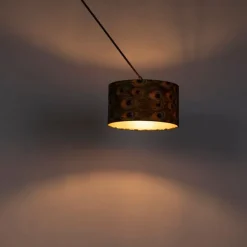 QAZQA Hängelampe mit Veloursschirm Pfau mit Gold 35 cm - Blitz I schwarz