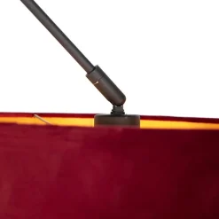 QAZQA Hängelampe mit Veloursschirm rot mit Gold 35 cm - Blitz I schwarz