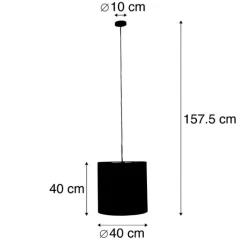 QAZQA Hängelampe mit Veloursschirm Pfau mit Gold 40 cm - Combi