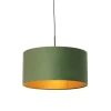 QAZQA Hängelampe mit Veloursschirm grün mit Gold 50 cm - Combi