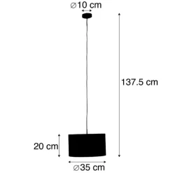 QAZQA Hängelampe mit Veloursschirm grün mit Gold 35 cm - Combi