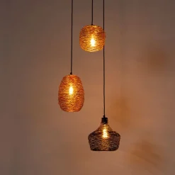 QAZQA Hängelampe schwarz gold und kupfer rund 3-flammig - Sarella