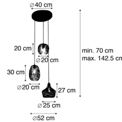 QAZQA Hängelampe schwarz gold und kupfer rund 3-flammig - Sarella