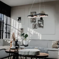 QAZQA Hängelampe schwarz inkl. LED 3-Stufen dimmbar 3-flammig - Rondas