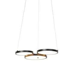 QAZQA Hängelampe schwarz inkl. LED 3-Stufen dimmbar 3-flammig - Rondas