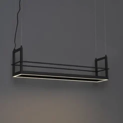 QAZQA Hängelampe schwarz mit Gestell inkl. LED 3-stufig dimmbar - Cage Rack