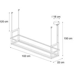 QAZQA Hängelampe schwarz mit Gestell inkl. LED 3-stufig dimmbar - Cage Rack