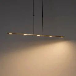 QAZQA Hängelampe schwarz mit Gold inkl. LED dimmbar - Fett