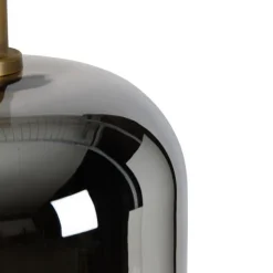 QAZQA Hängelampe schwarz mit Gold und Rauchglas inkl. 3 PUCC - Zuzanna