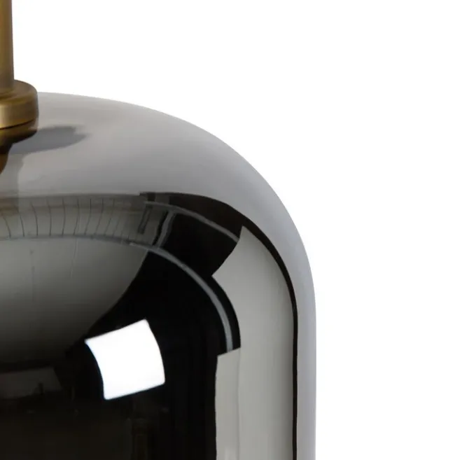 QAZQA Hängelampe schwarz mit Gold und Rauchglas inkl. 3 PUCC - Zuzanna