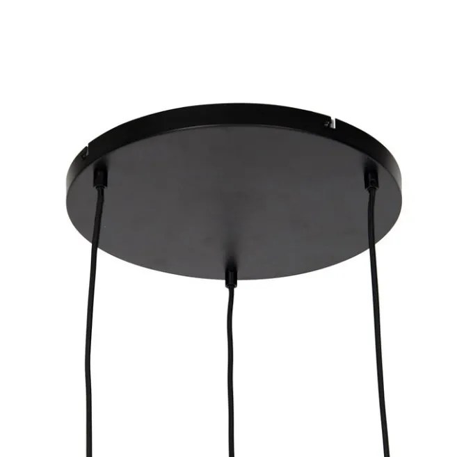 QAZQA Hängelampe schwarz mit Gold und Rauchglas inkl. 3 PUCC - Zuzanna