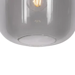 QAZQA Hängelampe schwarz mit Gold und Rauchglas, 3-flammig, rund – Kyan