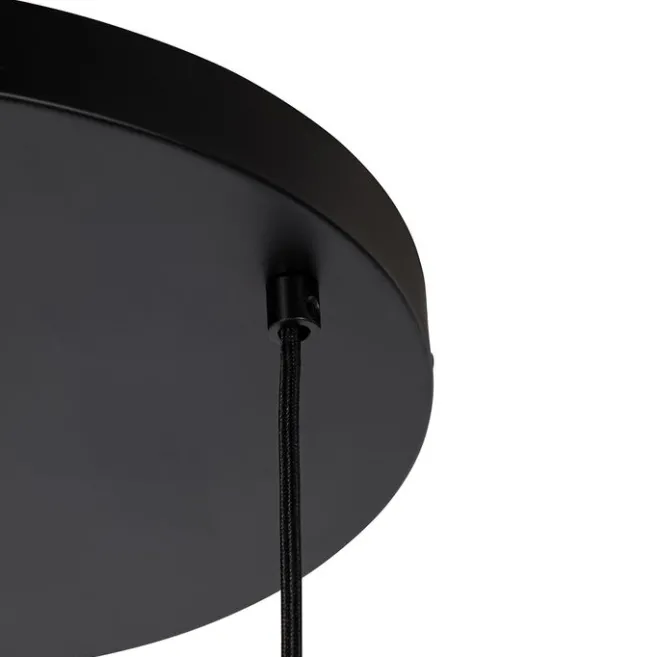 QAZQA Hängelampe schwarz mit Gold und Rauchglas, 3-flammig, rund – Kyan