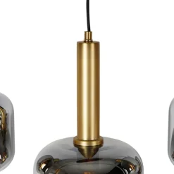 QAZQA Hängelampe schwarz mit Gold und Rauchglas oval 5-flammig – Zuzanna