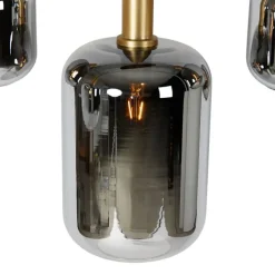 QAZQA Hängelampe schwarz mit Gold und Rauchglas oval 5-flammig – Zuzanna