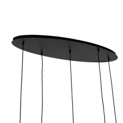 QAZQA Hängelampe schwarz mit Gold und Rauchglas oval 5-flammig – Zuzanna