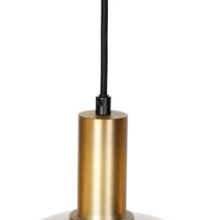 QAZQA Hängelampe schwarz mit Gold und Rauchglas inkl. 4 PUCC - Zuzanna