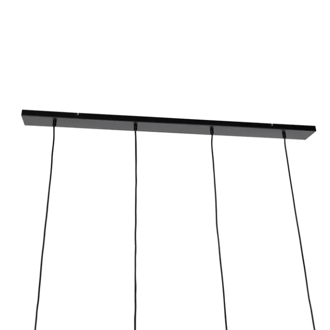 QAZQA Hängelampe schwarz mit Gold und Rauchglas inkl. 4 PUCC - Zuzanna