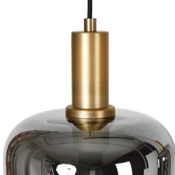 QAZQA Hängelampe schwarz mit Gold und Rauchglas inkl. 4 PUCC - Zuzanna