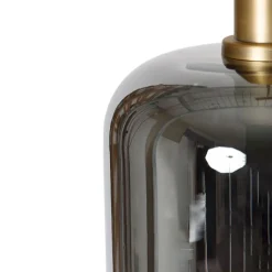 QAZQA Hängelampe schwarz mit Gold und Rauchglas inkl. 4 PUCC - Zuzanna