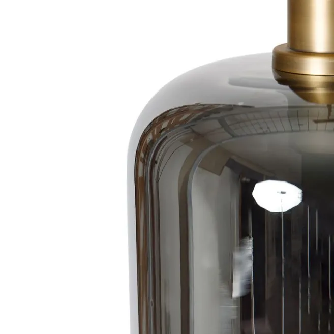 QAZQA Hängelampe schwarz mit Gold und Rauchglas inkl. 4 PUCC - Zuzanna