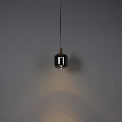 QAZQA Hängelampe schwarz mit Gold und Rauchglas inkl. PUCC - Zuzanna