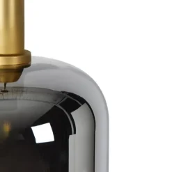 QAZQA Hängelampe schwarz mit Gold und Rauchglas inkl. PUCC - Zuzanna