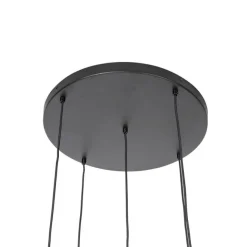 QAZQA Hängelampe schwarz mit Gold mit Rauchglas 5-flammig – Zuzanna