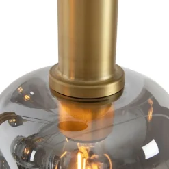 QAZQA Hängelampe schwarz mit Gold mit Rauchglas 5-flammig – Zuzanna