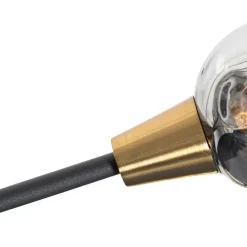 QAZQA Hängelampe schwarz mit Messing und Rauchglas 6 Lichter - Vidro