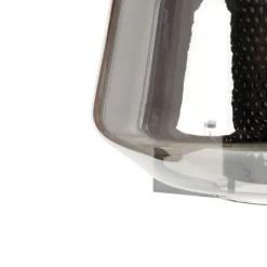 QAZQA Hängelampe schwarz mit Rauchglas 30 cm länglich 3-flammig - Kevin