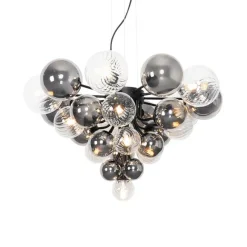 QAZQA Hängelampe schwarz mit Rauch und klarem Glas 13 Lichter - Bonnie