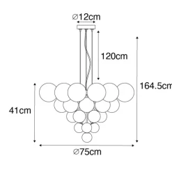 QAZQA Hängelampe schwarz mit Rauch und klarem Glas 13 Lichter - Bonnie