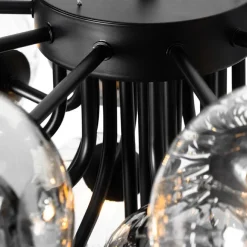 QAZQA Hängelampe schwarz mit Rauch und klarem Glas 13 Lichter - Bonnie