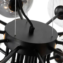 QAZQA Hängelampe schwarz mit Rauch und klarem Glas 13 Lichter - Bonnie