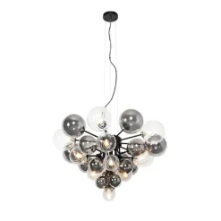 QAZQA Hängelampe schwarz mit Rauch und klarem Glas 13 Lichter - Bonnie