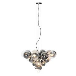 QAZQA Hängelampe schwarz mit Rauch und klarem Glas 13 Lichter - Bonnie