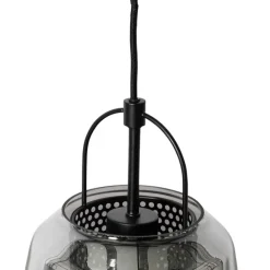 QAZQA Hängelampe schwarz mit Rauchglas 23 cm länglich 3-flammig - Kevin