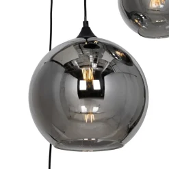 QAZQA Hängelampe schwarz mit Rauchglas rund 7-flammig - Sandra